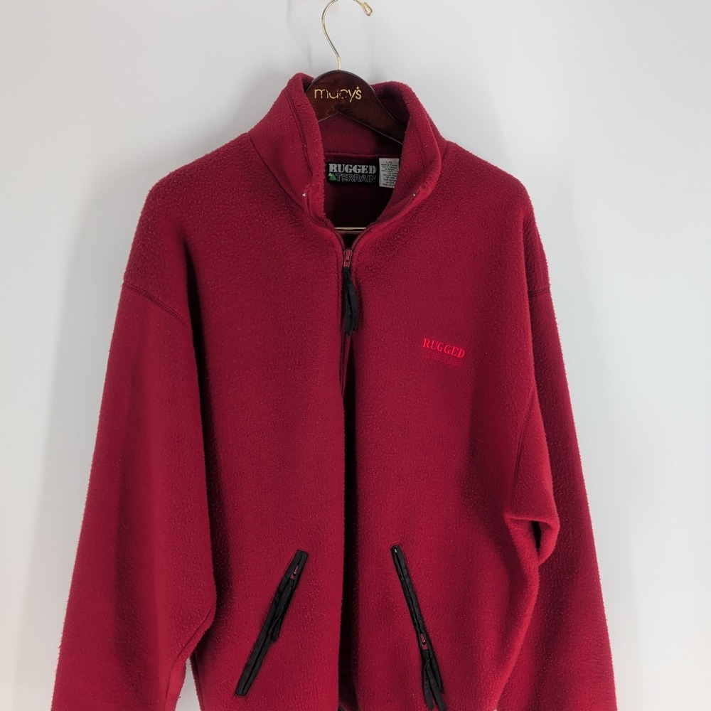 Vintage Rugged Terrain Full Zip Stand Collar Spell Out Sweater Jacket Red Size L